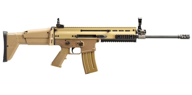 The California compliant featureless FN SCAR 16S 556mm FDE Rifle is available from Cordelia Gun Exchange!