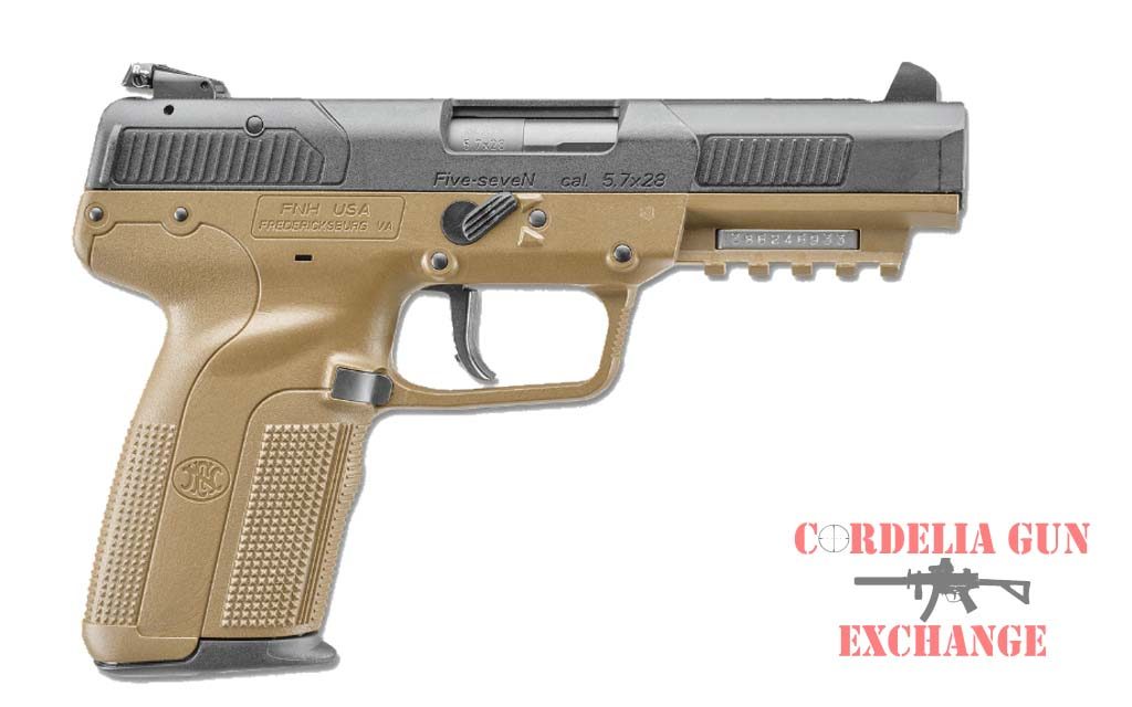 The FN Five-seveN FDE 57x28MM Pistol is available in California from Cordelia Gun Exchange!