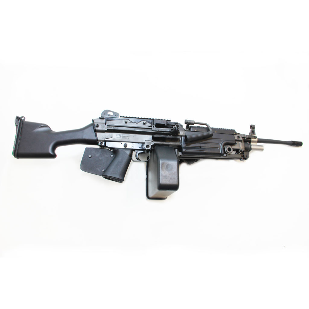 The FN M249S SAW 5.56mm Belt Fed semi-automatic light machine gun is available in California from Cordelia Gun Exchange!