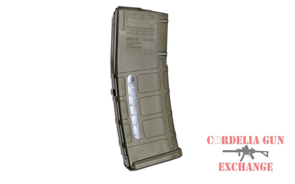 The Magpul 10-30 Window 556mm ODG AR15 Magazine is legal in California, New York, Connecticut, DC, Maryland and Massachusetts! Available from Cordelia Gun Exchange!