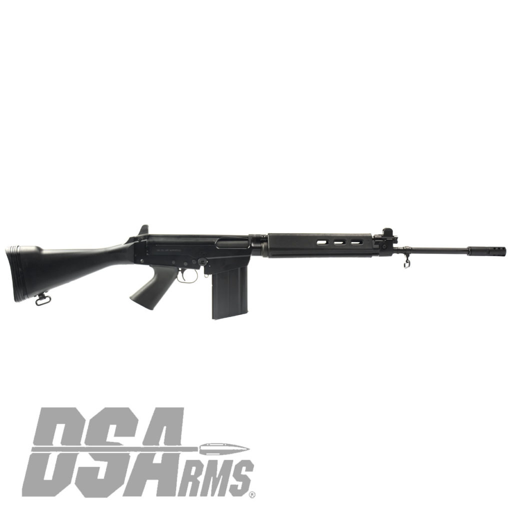 California legal DSA SA58 FAL Cold Warrior rifle with 21 inch traditional profile barrel and fixed stock.