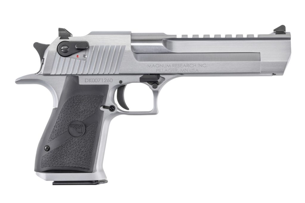 The CA compliant Desert Eagle 44MAG Brushed Chrome is the one handgun that stands out above the rest in any firearms collection and is a must have for any collector!