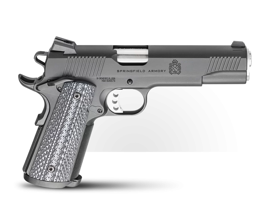 The CA compliant Springfield TRP BLK 45ACP is the production version of the famous Professional model designed specifically for special operations forces in the FBI.