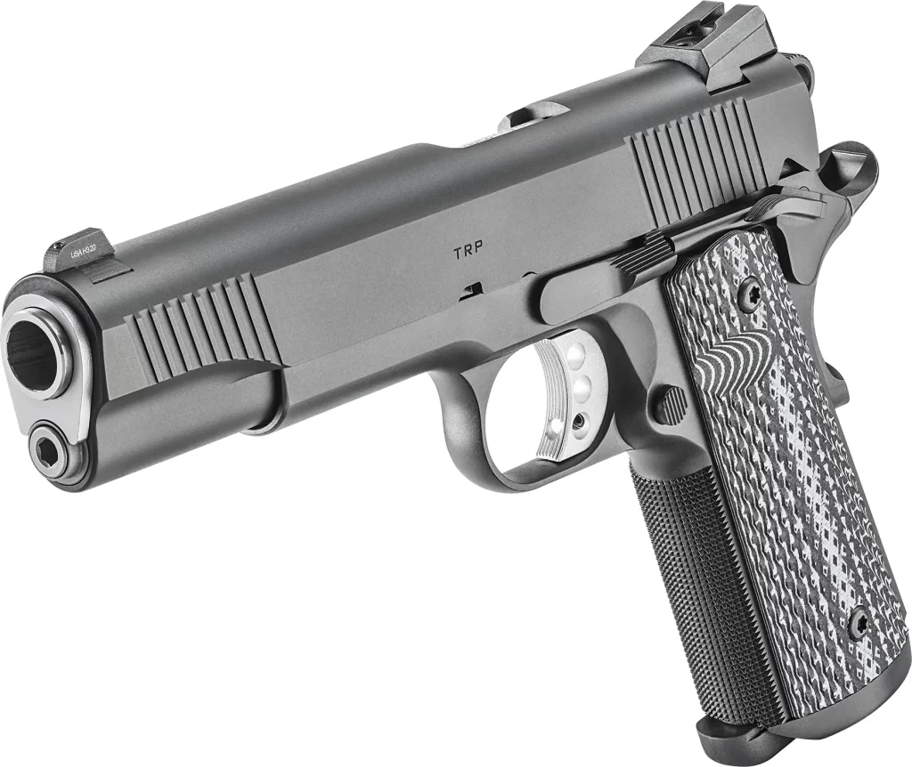 The CA compliant Springfield TRP BLK 45ACP is the production version of the famous Professional model designed specifically for special operations forces in the FBI.