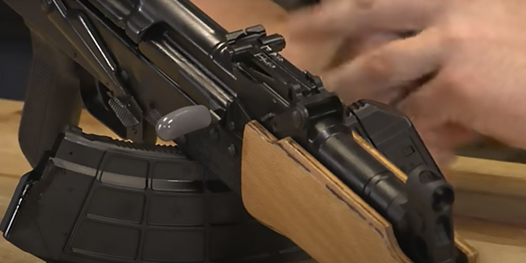 A close view of Micro Draco AK 47 rifle